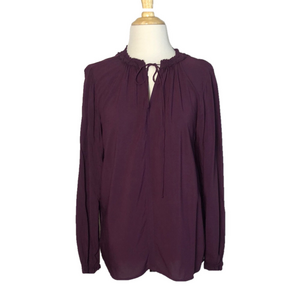 VELVET By Graham Spencer Women Medium Maroon Long Sleeve Keyhole Blouse Feminine